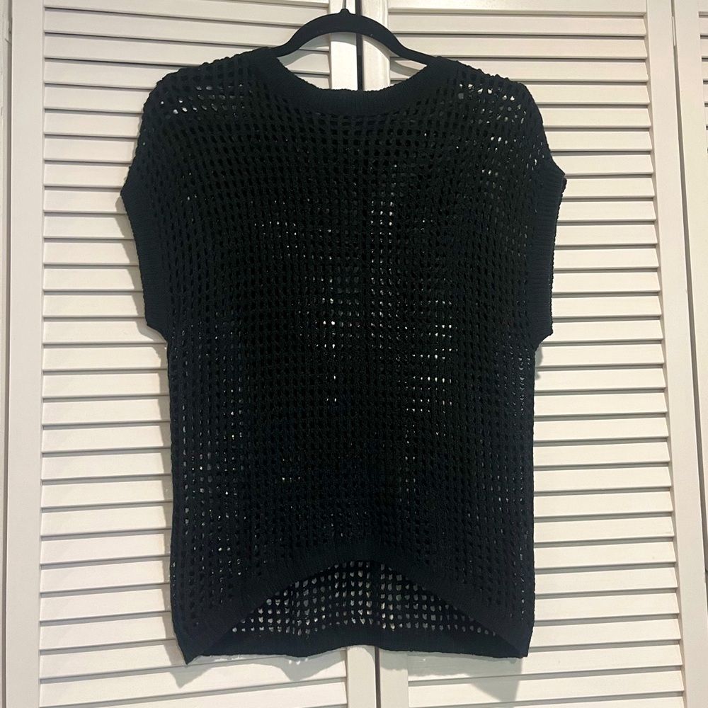 Black Crochet Cover Up Top
